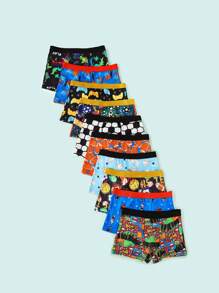 10pcs/Pack Tween Boy Cartoon Print Briefs, With Game, Football, Rugby Patterns - Multicolor - View 4