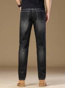 Manfinity Homme Men's Pocket Design Tapered Casual Versatile Jeans - Black - View 2