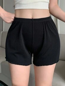 DAZY 简约罗纹波浪下摆女式短裤