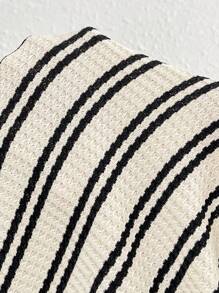 SHEIN Off-Shoulder Hollow Striped Maternity Dress, For Vacation & Commuting