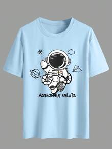 Manfinity Hypemode 男士圆领休闲短袖印花 T 恤，简约设计，适合日常穿着