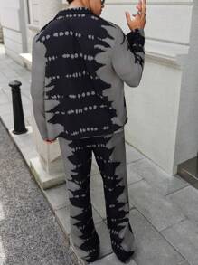 Manfinity EMRG Men's Tie-Dye Zip-Front Collared Shirt & Casual Long Pants Set - Multicolor - View 2