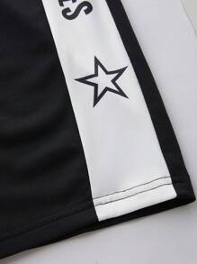 Manfinity Sport Corelite Men's Contrast Color Letter Print Patchwork Sweatpants, Baggy Pants Sweat Pants - Black - View 6