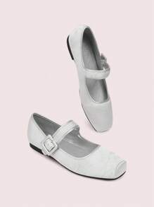 CUCCOO DOLLMOD Women Plant Pattern Square Toe Casual Slip-On Loafers For Daily Wear - Silver - View 9