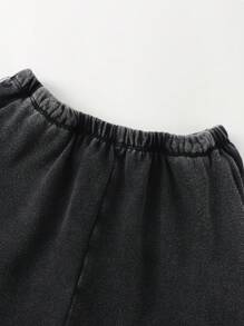 Tween Girls Loose Comfy Versatile Textured Knit Wide Leg Pants - Black - View 4