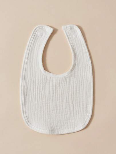 6pcs Baby Bibs, Muslim Cloth Absorbent Soft Breathable Feeding Bibs, Solid Color (White)