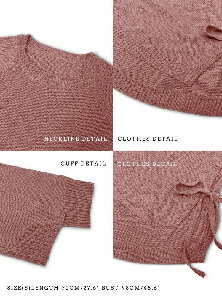 EMERY ROSE Raglan Sleeve Knot Side Jumper - Dusty Pink - View 3