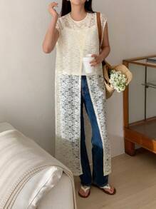 DAZY 2 件套女士休闲韩版宽松针织套头衫 - 卡其色 - 查看 7