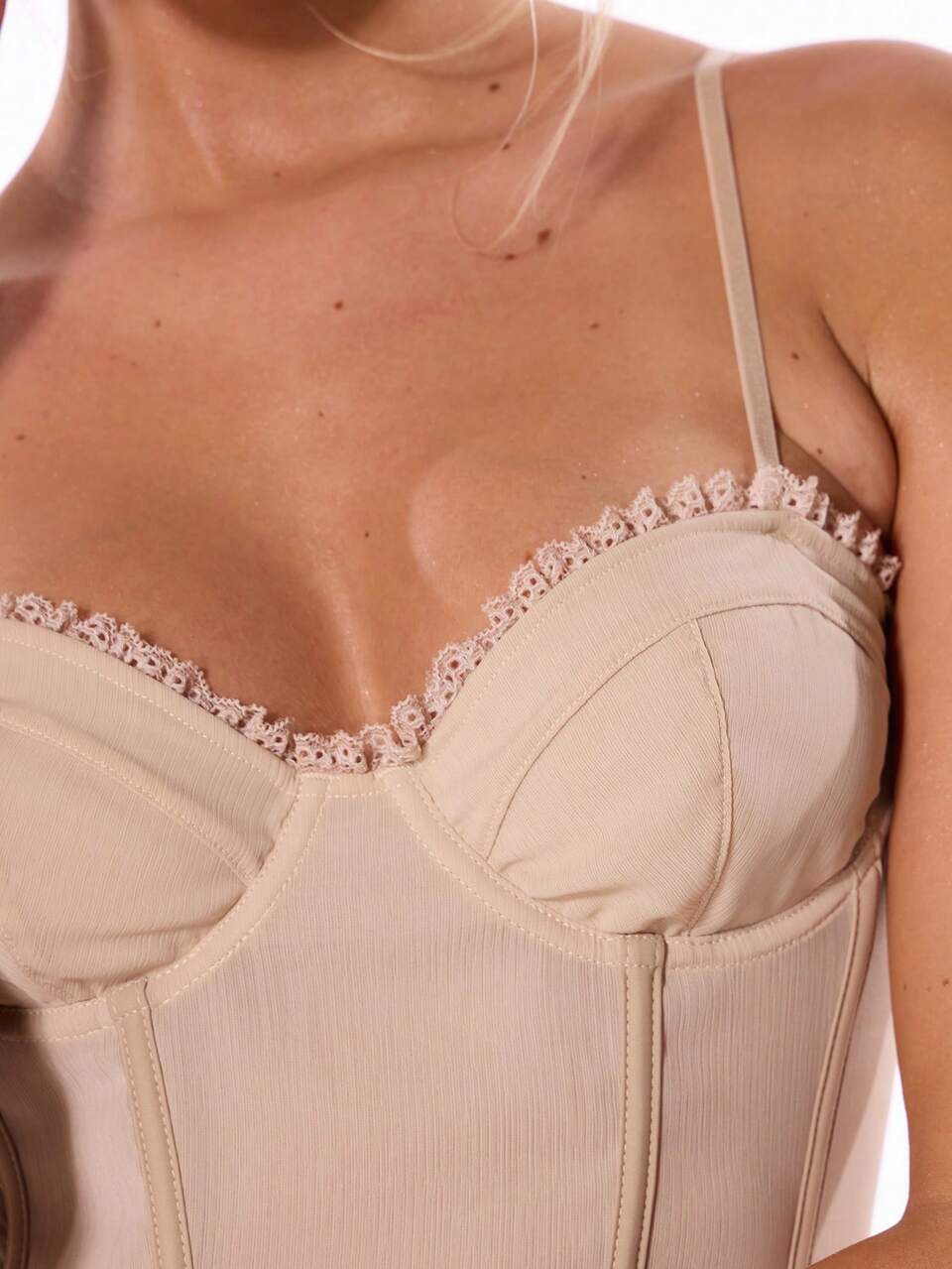 Top Corsé de Gasa con Ballenas y Volantes Romántico Vacaciones Primavera Verano , Otoño, Festivo