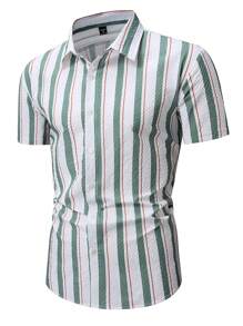 Manfinity RSRT Men's Striped Short Sleeve Single-Breasted Casual Shirt