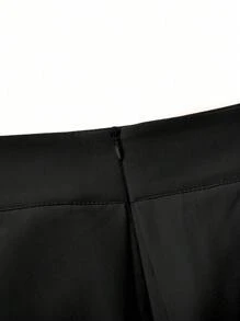 SHEIN PETITE 女士优雅纯色荷叶边下摆半身裙