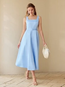 MOTF PREMIUM VÁY CỔ VUÔNG FIT AND LOA - Màu xanh lam - Xem 4