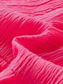 2pcs Baby Girl Fashionable Minimalist Round Neck Sleeveless A-Line Top And Wide Leg Pants Set, Spring & Summer - Hot Pink - View 8