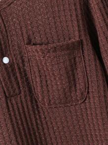 Set de 2 piezas de pijama con Top de manga larga y pantalón con patrón de gofre para niño pequeño, color marrón café