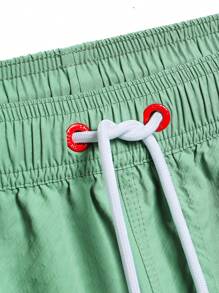 Manfinity Swimmode Men's Simple Fashion Casual Beach Shorts, Suitable For Daily Wear