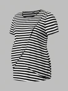 Modmama Maternity 2pcs Casual Nursing T-Shirt, Simple & Fashionable For Everyday Wear - Black and White - View 6