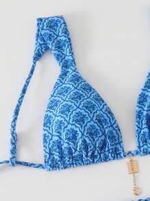 Swim Mod Ensemble de Bikini à imprimé Floral de Style Vintage pour femmes, plage d'été à imprimé aléatoire
