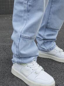 Manfinity Hypemode Pantalones vaqueros de mezclilla casual y sencilla para uso diario para hombres
