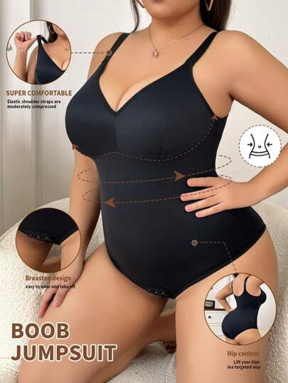 Plus Size Women Solid Color Camisole Romper, Minimalist And Comfortable