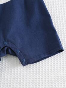 Cozy Pixies Baby Boy Contrast Trim Stand Collar Short Sleeve Romper Shorts Set - Multicolor - View 5