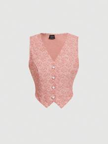 SHEIN MOD 红白背心上衣、直筒长裤、女士优雅套装 - 紅色 - 查看 6