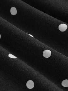 SHEIN Teen Girls Elegant Sweet Ruffle Polka Dot Halter Neck 2-In-1 Dress - Black - View 7