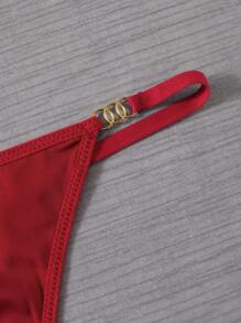 3条装女士纯色金属装饰简约丁字裤