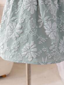 Glamorique Kids Vestido de princesa elegante y lindo para bebés niñas, manga corta con cuello de volantes, de satén estructurado, para primavera/verano - Verde - Ver 5