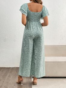 SHEIN 孕妇休闲连体裤，简约时尚，适合日常穿着 - 綠色 - 查看 2