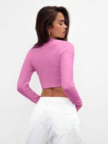 MUSERA Top de manga larga corto para vacaciones, primavera, verano y otoño, carnaval y festival - Rosa - Ver 3