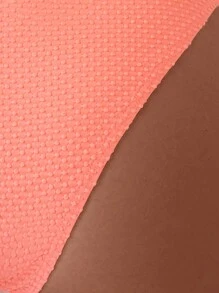 女士纯色荷叶边抹胸性感比基尼套装，适合夏季海滩穿着 - 橘色 - 查看 5