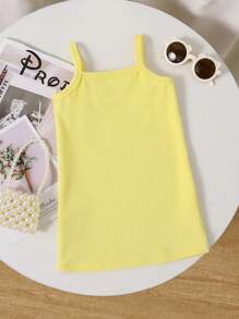 Vestido de verano en tela texturizada de color mostaza con flores bordadas, adecuado para uso al aire libre, para niña bebé