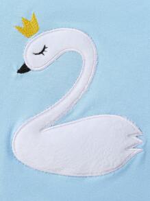 4 件套女孩年轻女孩简约时尚可爱印花元素短袖上衣和裤子休闲舒适家居服