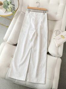 Calvaya Elegant Traditional Chinese Style Jacquard Wide Leg Pants