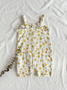 Vintaside Kids Babygirl 夏季可爱橙色印花无袖吊带背心款式时尚西式连体衣，适合女婴 - 彩色 - 查看 2