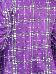 SHEIN Clasi 大码女式优雅印花白色打底夹克，适合秋冬季户外穿着 - 紫色 - 查看 7