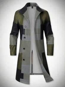 Manfinity Homme Herren Karogemusterter Einreiher Lässig Jacke, Herbst - Verschiedenfarbig - Übersicht 3