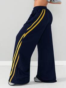 Coolane Women's Spring/Summer Couple Costumes Game Day Going Out Preppy Yellow Contrast Color Webbing Sweatpants,Rave Festival Outfits,Mardi Gras