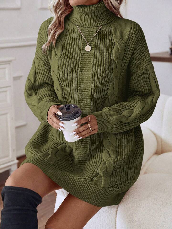 SHEIN LUNE Women's Casual Knit Sweater Dress, Simple And Fashionable For Daily Wear