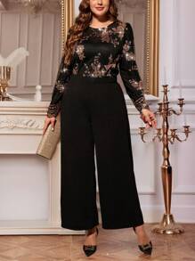 SHEIN Clasi Mono elegante con parches de lentejuelas de talla grande para fiestas - Dorado - Ver 6