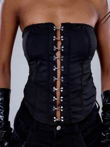 MUSERA Áo corset dáng dài dệt kim có móc cài, thích hợp cho kỳ nghỉ lãng mạn, xuân hè, câu lạc bộ, mùa thu, lễ hội, ngày lễ. - Cà phê nâu - Xem 5