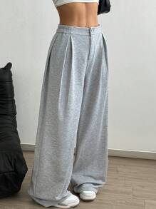 SHEIN Unity Casual Versatile Ruched Waist Relaxed Sweatpants - Grey - View 6