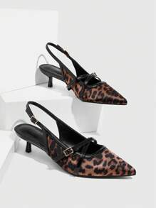 CUCCOO SZL Women Leopard Print Fashionable Versatile Heeled Shoes - Multicolor - View 2