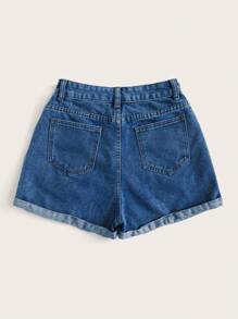 GlowEve Quần short denim giản dị, thời trang và đơn giản để mặc hàng ngày - Rửa trung bình - Xem 2