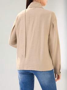 Modelyn Camisa casual sencilla para mujer, para uso diario - Albaricoque - Ver 2