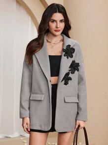 SHEIN Unity Women's Reversible Floral Double-Sided Blazer - Grey - View 4