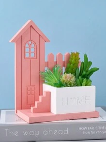 3/6 件 DIY 多肉植物花盆硅胶模具套装环氧树脂模具房屋栅栏石膏工艺品蜡烛杯制作模具家居装饰