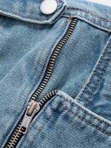 Livesso Chaqueta vaquera sin mangas con cremallera para mujer - Azul lavado medio - Ver 7