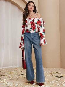 Chiquease Women's Casual Vacation Off Shoulder Top, Simple Fashion Casual Everyday - Apricot - View 5