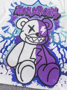 6pcs/Set Tween Boy Casual Street Fashion Graffiti Graphic Round Neck Short Sleeve T-Shirt & Shorts Set, Soft Fabric, High Cost-Performance, Suitable For Commuting, School, Daily Casual, Sports, Spring/Summer